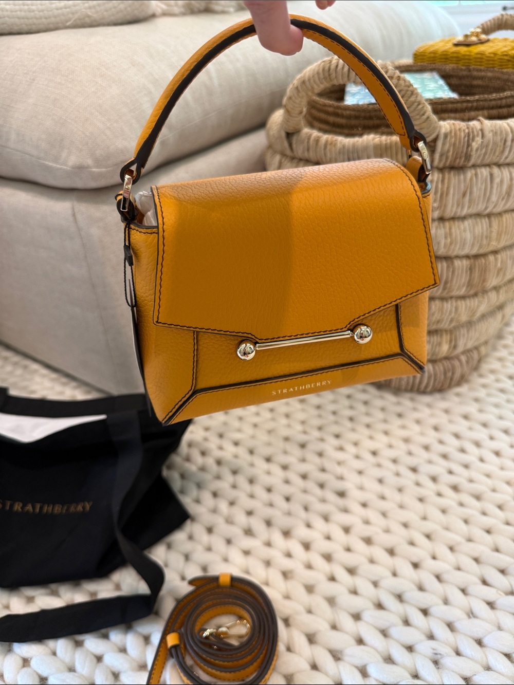 Strathberry Mini Top-Handle Bag in Mustard - Picture 6 of 6